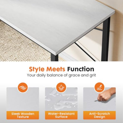 Sweetcrispy 32-Inch Small Computer Desk for Bedroom, Modern White - color: White Black, size: 32-Inch