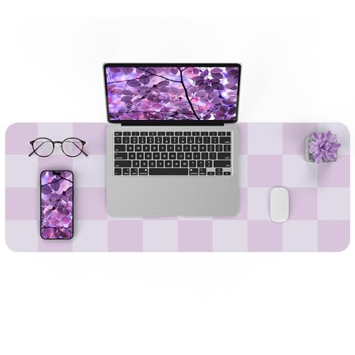 AFIING Purple Desk Mat 31.5" x 12", Leather Desk Pad | Waterproof PU Leather, Non-Slip Rubber Base, Stylish Desk Decor, Office & Home - color: Purple