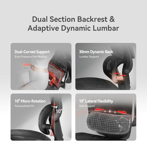 SIHOO M59AS Ergonomic Office Chair, Adaptive Lumbar Support, 2 Packs, Black - color: Black, size: Pack of 2