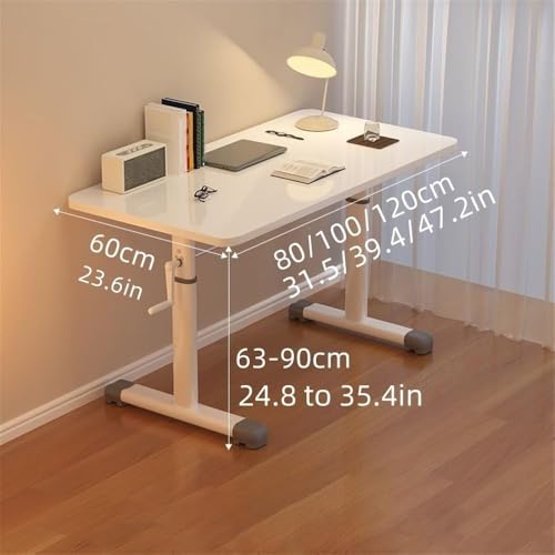 Manual Crank Standing Desk, Height-Adjustable Computer Sit-Stand Study Desk for Bedroom, Living Room and Office (White 39.4 * 23.6in) - color: White, size: 39.4*23.6in