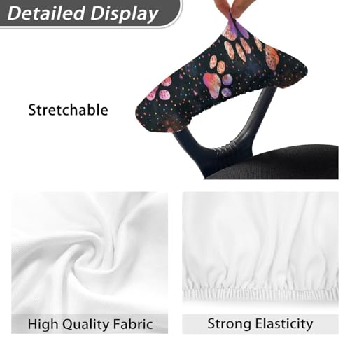 Dog Paw Print Computer Chair Armrest Covers, Soft Stretchy Office Chair Arm Covers Set of 2, Skin Friendly and Breathable, Home Decorations, Black - color: Black and Multi - Dog Paw