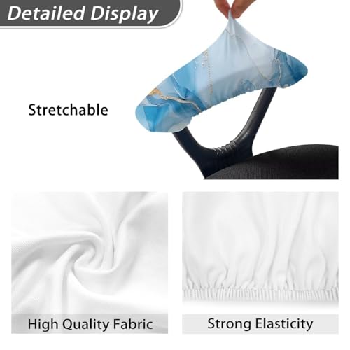 Marbling Print Gaming Chair Arm Rest Covers, Set of 2, Removable Stretchable Office Chair Arms Slipcovers with Elastic Band, Office Chair Armrest Covers, Home Decorations - color: Blue - Marbling
