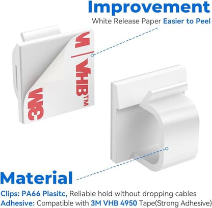 100Pack Adhesive Cable Clips, Wire Holders for Desk Wall Car, White - color: White, size: 100Pack
