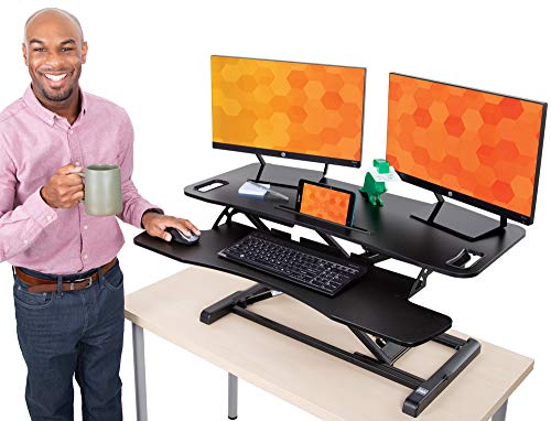 Flexpro Hero 37 Inch Standing Desk Converter, for Office and Home, Height Adjustable, 2 Level Sit to Stand Workspace with Keyboard Shelf & Monitor Riser, Sit or Stand (Black, 37 x 18 x 4.5 to 20) - color: 37 Inch