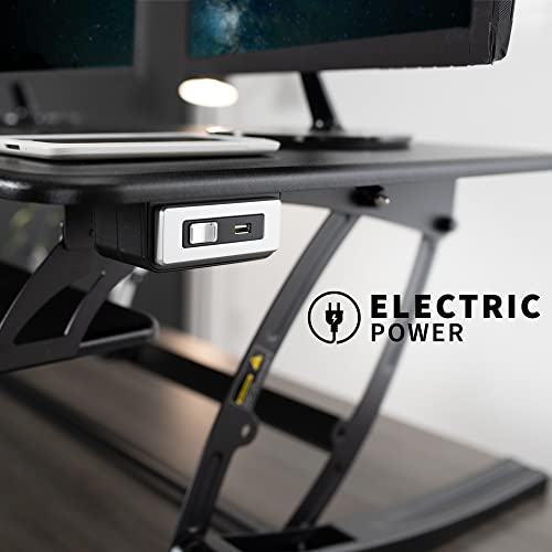 VIVO Black 42 inch Electric Desk Converter, DESK-V000VLE | Large, Height Adjustable, Stand Up Desk Riser, Wide Keyboard Tray, Standing Dual Monitor and Laptop Workstation, V Series - size: 42"