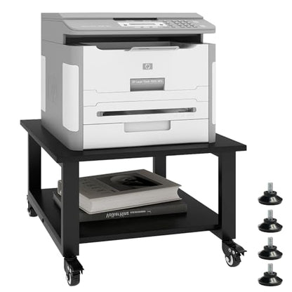 Natwind 2 Tier Laser Printer Stand,20''x20'' Under Desk Printer Cart, Black | Large Printer Table Copier Stand with Wheels, Stand for Heavy Printers,Thickened Steel Tube,Supports 200lbs,for Home Office - color: Black