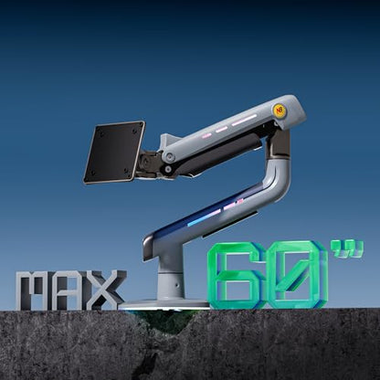 NB Gaming Monitor Arm or for 32 to 60 Inches Screen, Load up to 20 kg, VESA 75/100, RGB-Light, Heavy Duty, Multi Angle Adjustable, Premium Aluminum, Lake Blue - color: Lake Blue