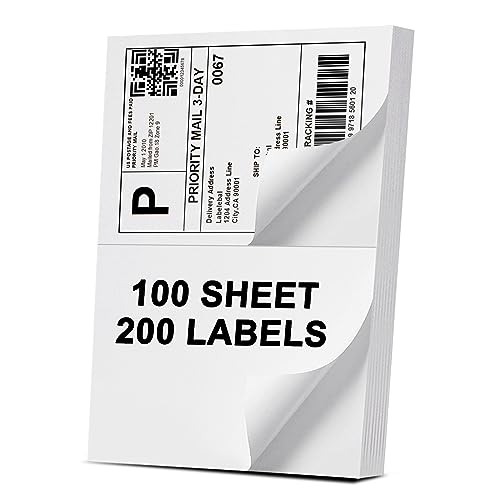 Address Labels, 2 UP Shipping Stickers for Laser & Inkjet Printers,8.5" x 5.5" Shipping Mailing Labels, 2 per Page Shipping Labels, 5 1/2 x 8 1/2 Half Sheet Labels, 200 Labels - color: 2 Up - 200 Labels