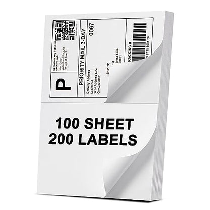 Address Labels, 2 UP Shipping Stickers for Laser & Inkjet Printers,8.5" x 5.5" Shipping Mailing Labels, 2 per Page Shipping Labels, 5 1/2 x 8 1/2 Half Sheet Labels, 200 Labels - color: 2 Up - 200 Labels