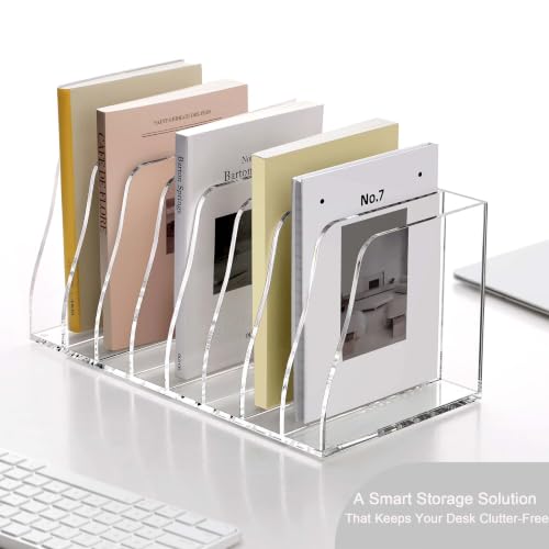 YUXUN Acrylic Desk File Organizer, 8-Section Upright Magazine Holder - size: Compact 8-Section
