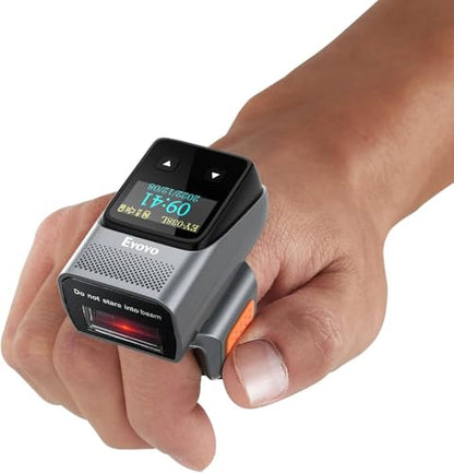 Eyoyo Mini 1D Wearable Bluetooth Ring Barcode Scanner Wireless with Display | Finger Bar Code Scanner Reader, Compatible with iPad iPhone Android, Left&Right-Handed Use, Fast&Accurate Scanning - color: Orange