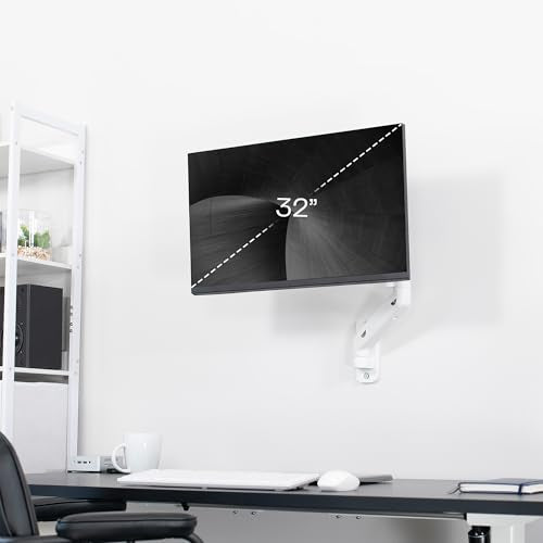 VIVO Single Monitor Counterbalance Wall Mount for 32 inch Screens up to 19.8 lbs, Full Motion, Max VESA 100x100, White, MOUNT-V001GW