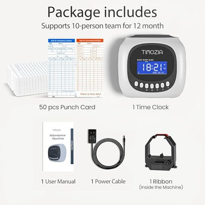 Time Clocks for Employees Small Business, Auto-Align Time Clock, 6 Punches per Day Time Machine | Clock in Machine for Employees with 50 Time Cards and 1 Ink Ribbon (Inside) - color: White With 50 Cards