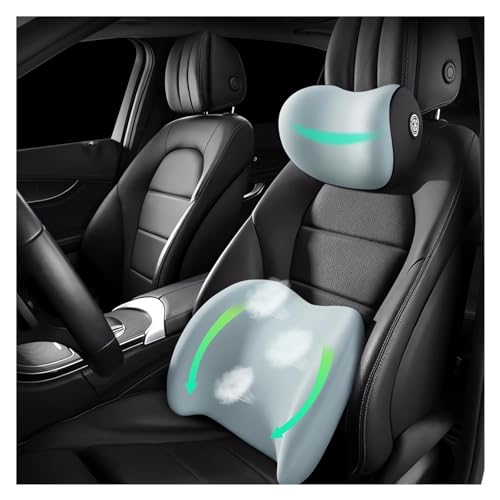 Car Headrest & Lumbar Support Cushion Ergonomic Car Seat Neck Back Rest Pillows Orthopedic Memory Foam Head Rest and Lower Lumbar Support Pillow Set Backrest Driving Seat Office Chair Support (Blue) - color: Blue