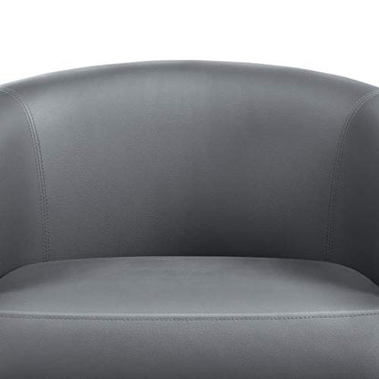 Topeakmart Faux Leather Accent Chair Set of 2, 300 lb Cap, Gray | Set of 2 PU Leather Barrel Chairs, U-shaped Backrest, Foam Seat, 18" Seat Height, Solid Wood Legs - color: Grey, size: Set of 2
