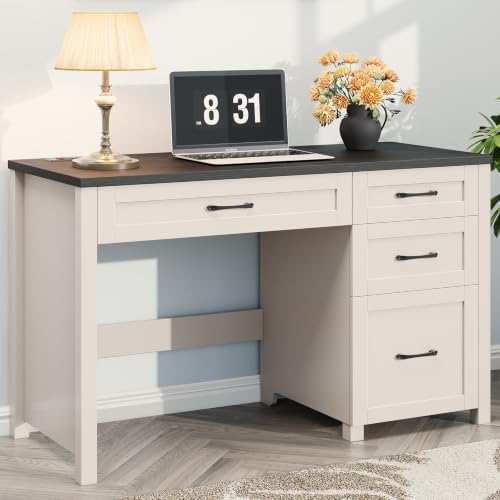 Farmhouse 47" Computer Desk, Executive Desk with File Drawer, Black. - color: Black, size: Style 1