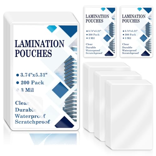 200 Pack3mil Index Card Laminating Pouches 3x5 File Card Laminating Pouches Lamination Pouches Recipe Card Laminating Pouches for Work Permits Pass Cards Student ID Cards - size: 3x5inch