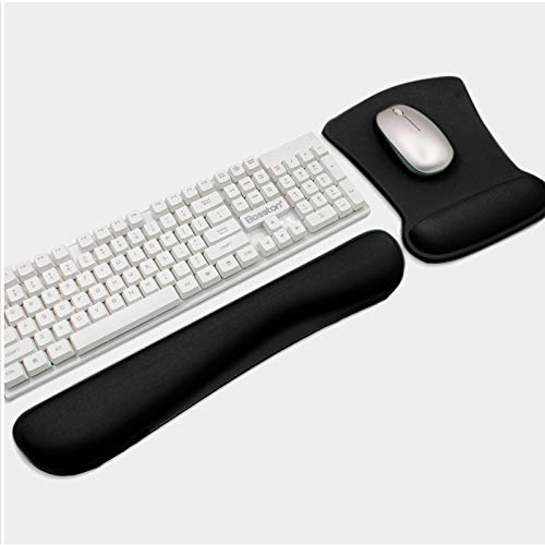 ToLuLu Keyboard Wrist Rest Pad Ergonomic Mouse Pad Set, Cute Mouse Pad for Computer Laptop, Non Slip Mousepad Keyboard Wrist Support with Raised Memory Foam for Easy Typing Pain Relief, Plain Black - color: Plain Black