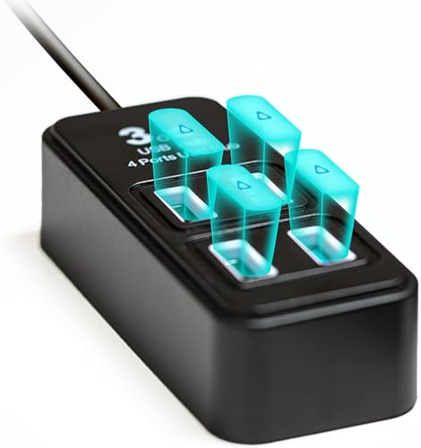 Rebuff Reality 4-Port USB Hub for Vive Tracker Dongles USB 3.0 Adapter | Compatible with Vive Tracker 3.0, 2.0 & Other VR Console Dongles - Enables Data Transfer - 4 ft Cable for Extended Reach
