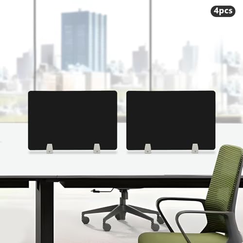 4PCS Desk Dividers Office Partitions, Privacy Desk Panel Protective, Acrylic Plexiglass Shield with Clamps for Offices Schools Call Centers - 23.6”L X15.8”W - color: Black