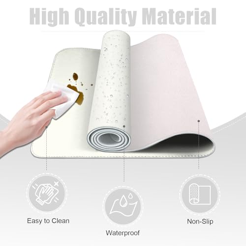 Leather & Suede Desk Pad Protector - Non-Slip, Waterproof Blotter Mat, Large Mouse Pad, Office & Home Desk Cover (White, 23.6" x 13.7") - color: White, size: 23.6" x 23.6"