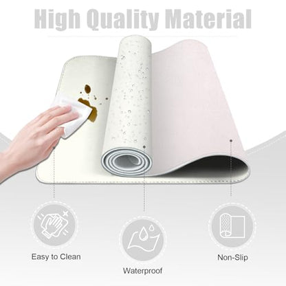 Leather & Suede Desk Pad Protector - Non-Slip, Waterproof Blotter Mat, Large Mouse Pad, Office & Home Desk Cover (White, 23.6" x 13.7") - color: White, size: 23.6" x 23.6"