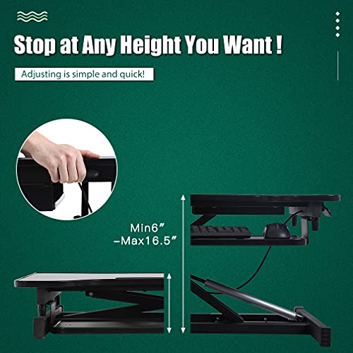 PayLessHere 32" Standing Desk Converter,Height Adjustable Desk Riser | Computer Workstation Standard Office Stand Up Desktop Gas Lift Sit-Stand Large Working Area Platform Riser - size: 32 In