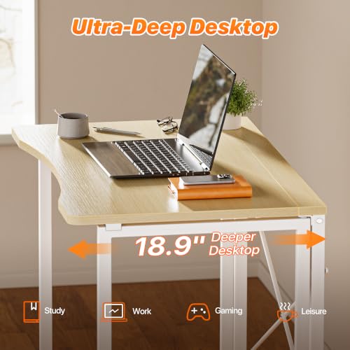 Huuger Folding Desk for Small Spaces, 31.5 Inch Foldable Computer Table - color: Oak, size: 18.9"D X 31.5"W