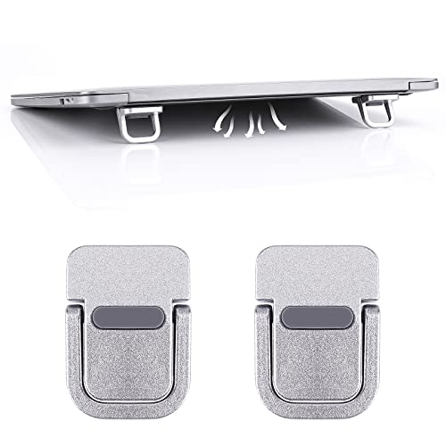 Abeillo 2PCS Portable Keyboard Riser, Self-Adhesive Mini Laptop Stand Invisible Computer Keyboard Stand for Desk, Laptop Feet Compatible with Pro/Air, Lenovo, Surface (Silver) - color: Silver