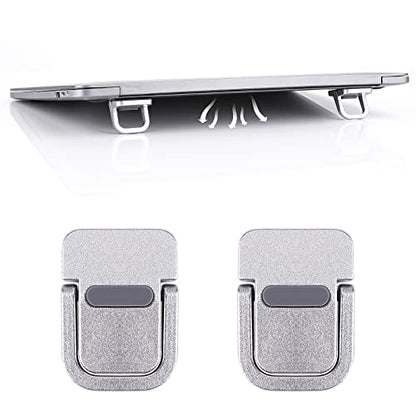 Abeillo 2PCS Portable Keyboard Riser, Self-Adhesive Mini Laptop Stand Invisible Computer Keyboard Stand for Desk, Laptop Feet Compatible with Pro/Air, Lenovo, Surface (Silver) - color: Silver