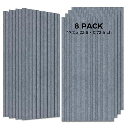 Sound Panels, 8 Pack Acoustic Wall Panels,48”x24”x0.72”,Gray - color: Grey, size: 8PCS