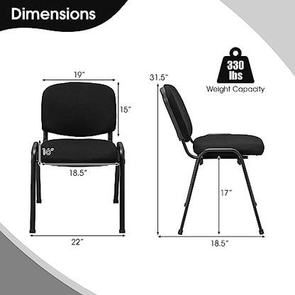 COSTWAY Waiting Room Chairs Set of 2, Stackable Conference Chairs with Upholstered Seat & Back, Ergonomic Office Guest Reception Chairs for Meeting Room, Reception Room, Office, Church, Black