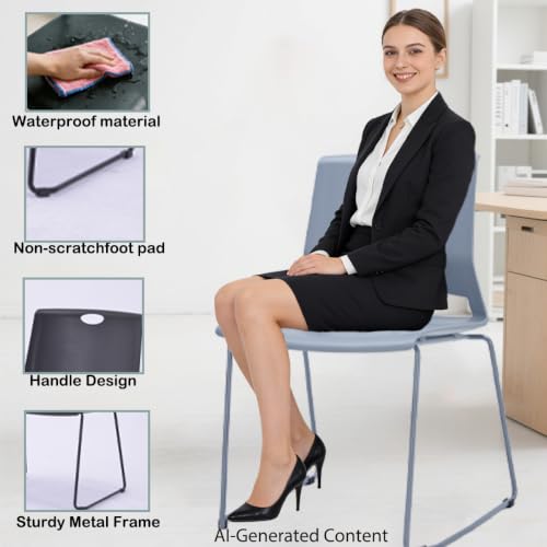 Grey Stackable Chairs Set of 4 for Break Conference Room Church Lobby - color: Grey, size: 4 pack