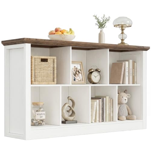 Unikito Cube Storage Organizer, Open Cube Bookshelf with Base - color: Warm White/Brown, size: 7 Cube (47.2"W x 26"H)