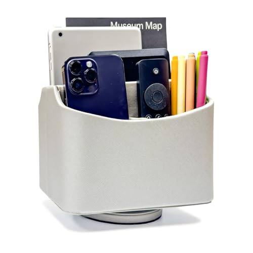UnionBasic Rotating Desk Organizer, 360 Degree Desk Spinning Caddy, Desktop TV Guide/Mail/Media/Remote Controller Holder Organizer, Silver - color: Silver