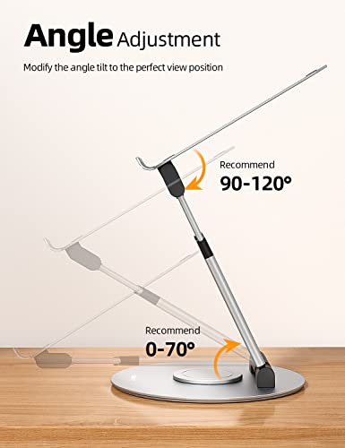 Nulaxy 18" Height Telescopic 360 Rotating Aluminum Laptop Stand Desk Silver | Ergonomic Computer Holder Riser with Heat-Vent, Standing Desk Converter Holds 22 Lbs for Office Desk Use Fits 10-17" Laptops - color: B-Silver