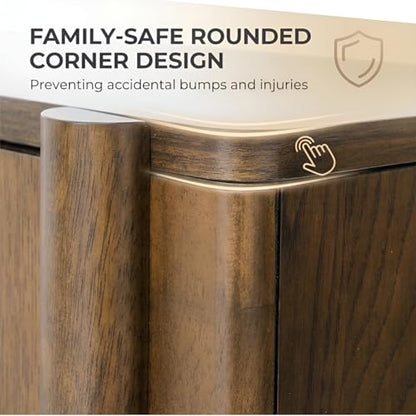 Ya-Home Modern Sideboard Buffet Cabinet with Storage, Accent Farmhouse Buffet Coffee Bar Cabinet with 4 Doors, Wooden Media Console Table Credenza for Living Room/Kitchen/Entryway, Brown - color: Brown