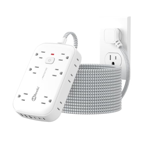 2100J Surge Protector Power Strip - 15 Ft Extension Cord with 6 USB Charging Station and 12 Outlets, Flat Plug Long Thin Extension Cord with Multiple Outlets Wall Mount for Home Office Dorm - size: 15 FT, style: 12AC+3U3C