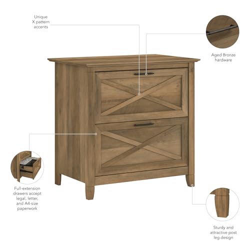 Bush Home Key West 2 Drawer Lateral File Cabinet in Reclaimed Pine, Document Storage for Home Office, Accent Chest with Drawers - color: Reclaimed Pine
