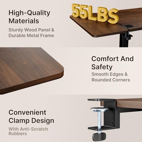 PEGZONE Desk Extender Tray, 24" x 12", with Storage Drawer, Medium, Walnut - color: Walnut, size: Medium