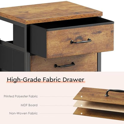 Maihail 3 Drawer File Cabinet with Wheels with Open Storage Shelf, Rustic Brown2 - color: Rustic Brown2