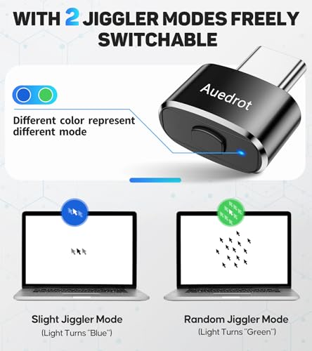 AUEDROT Mouse Jiggler Undetectable USB-C Mouse Mover with Switch Button, Automatic Type-C Wiggler with 2 Jiggle Modes, Plug & Play, Keep Computer/Laptop Awake, Black - color: Black
