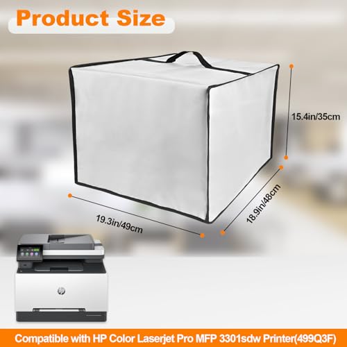 Printer Cover for HP LaserJet Pro MFP 3301sdw Printer (Silver) | Anti-Static Waterproof Dustproof Cover, Heavy Duty Printer Protective Case for HP Color Laserjet Pro Printer - color: Silver