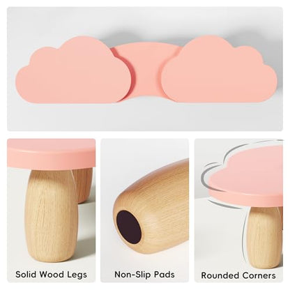 AFOOYO Dual Monitor Stand Riser, Adjustable Rainbow Cloud Desktop Organizer for 2 Monitors, Flexible Length & Angle Computer Stand for Laptop, PC, Printer, Home Office Use - Pink