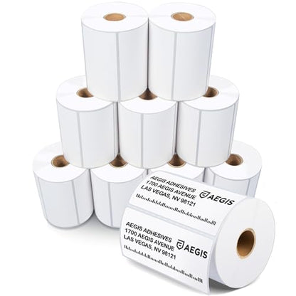 4" X 2" Direct Thermal Labels (7000 Count, 10 Rolls) | Inventory Barcode Stickers, FNSKU Labels, and Address Stickers - Compatible With Zebra and Rollo Printers - Aegis Adhesives - size: 4" X 2"