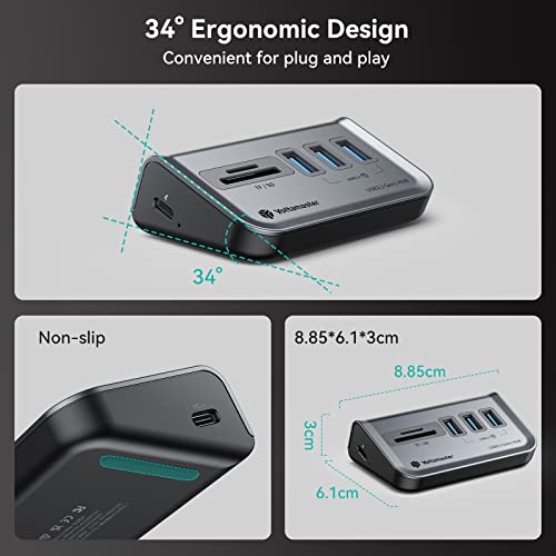 Yottamaster USB Hub with SD Card Reader, Triangle Desktop USB3.0 Hub with 3 USB A 3.0 Ports, TF & SD Card Reader with 1.64ft Cable for PC, Laptop (Not Support Charging) - style: with SD Card Reader