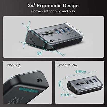 Yottamaster USB Hub with SD Card Reader, Triangle Desktop USB3.0 Hub with 3 USB A 3.0 Ports, TF & SD Card Reader with 1.64ft Cable for PC, Laptop (Not Support Charging) - style: with SD Card Reader