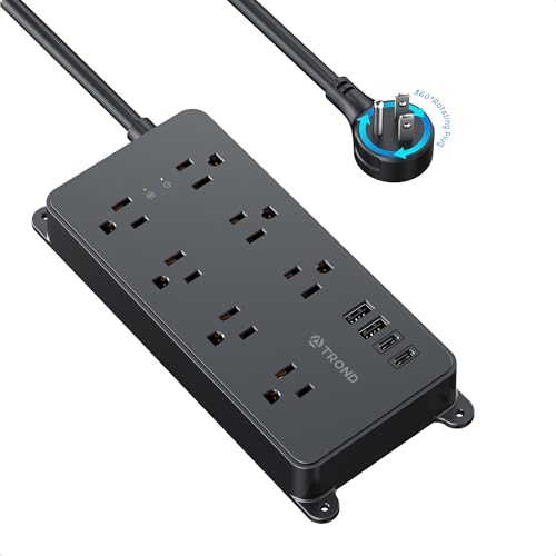 TROND Power Strip Surge Protector with 360° Rotating Plug, 5ft Cord, Black - color: Black, size: 5ft, style: 7 Outlets - with Rotating Plug