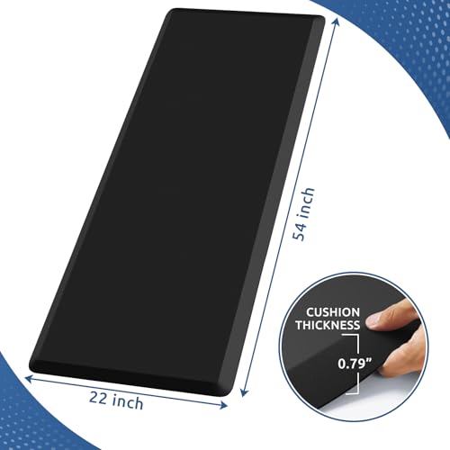 0.8" Thick Kitchen Mat Cushioned Anti Fatigue Rug Comfort Floor Mats - color: Black, size: 54"L x 22"W x 0.8"Th