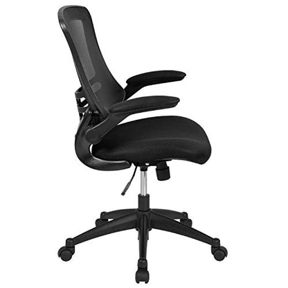 Flash Furniture Set of 8 Mid-Back Swivel Ergonomic Task Office Chairs with Flip-Up Arms, Black Mesh | Flip-up Arms, Mid-Back, Mesh Back - color: Black Mesh, size: Set of 8